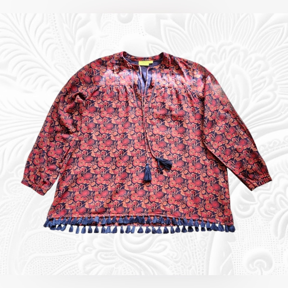 Roller Rabbit Floral Blouse Size M